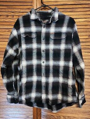 Orvis Mens Brown Plaid Flannel Button Up Shirt Size Large